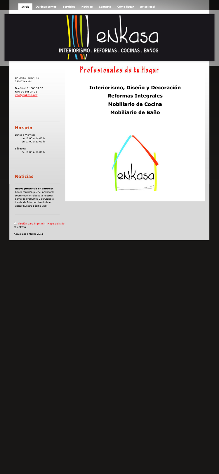 Captura de la web actual de EnKasa en un móvil